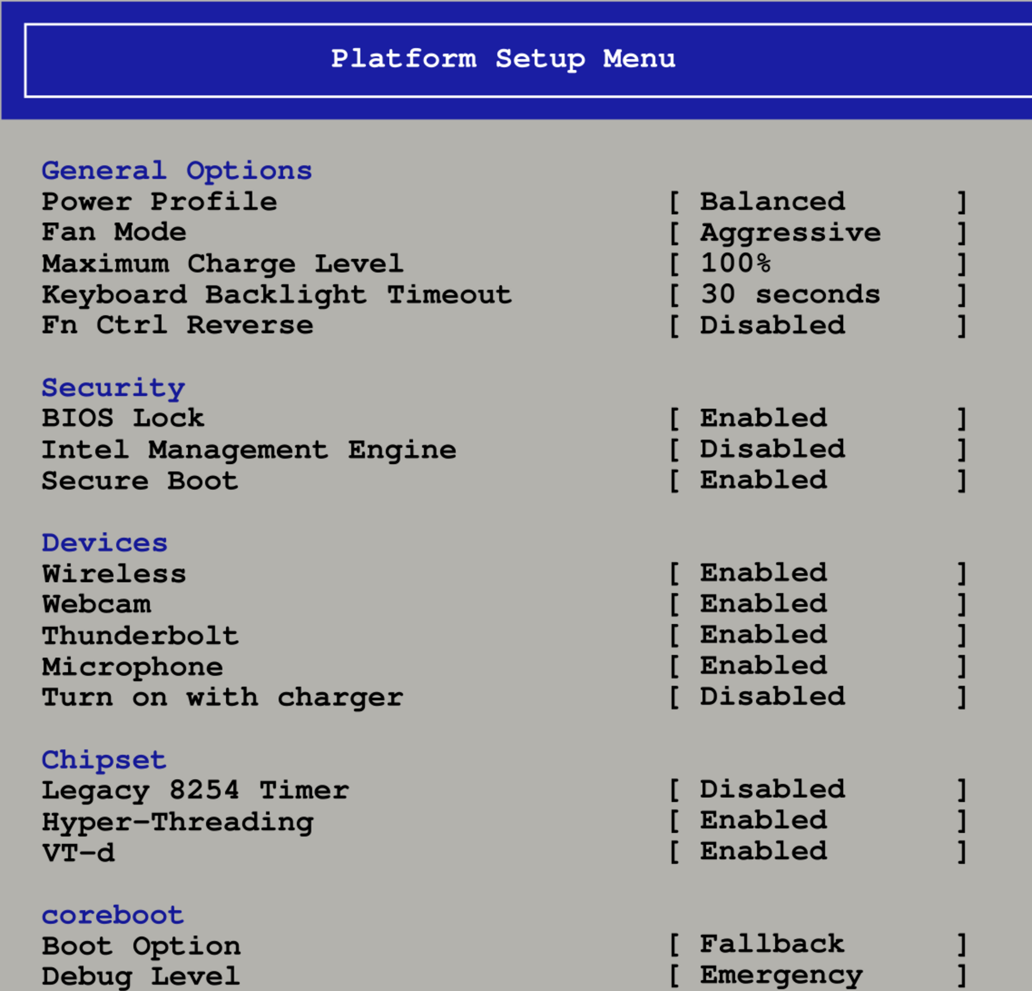 CFR Menu in coreboot